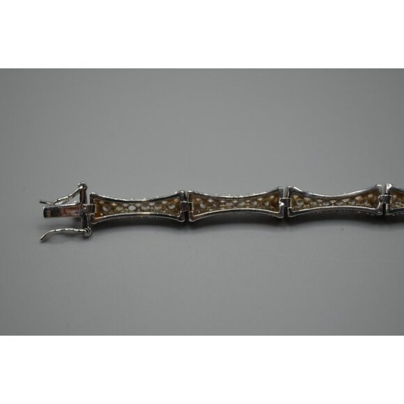 Hour Glass Bead Bracelet 925 PAJ Sterling Silver Clear Stone Hourglass 20.34g 8" - Picture 5 of 10